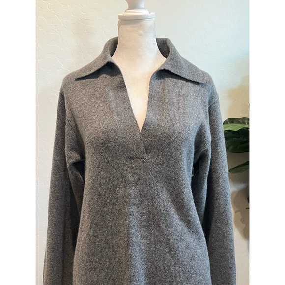 NEW Reformation Maeve Cashmere Polo Dress in Thunder Gray - Picture 8 of 11